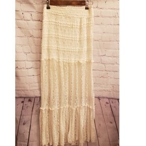 Solitaire Cream Lace Maxi Skirt size S - M